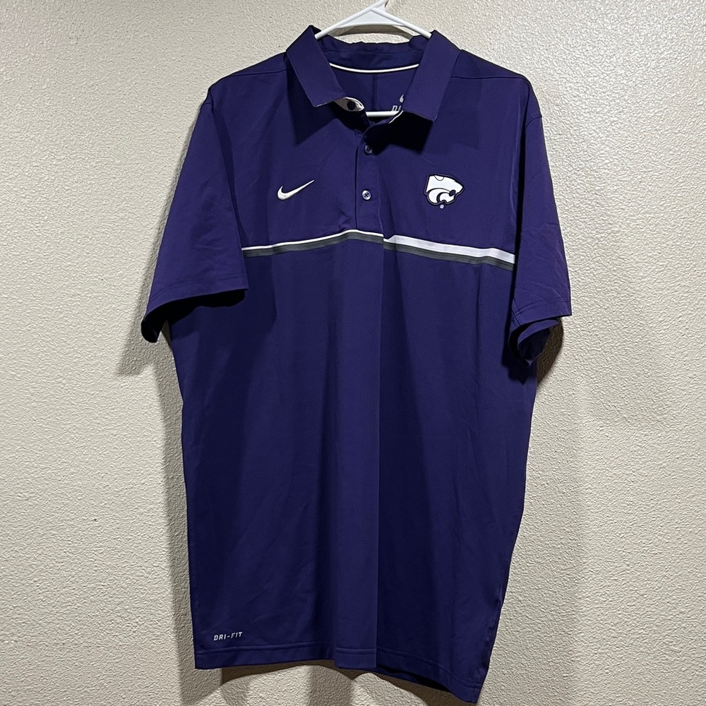 Nike Purple Kansas State Wildcats Polo with White & Silver Accents